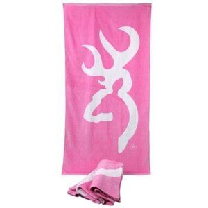 Browning Buckmark Pink & White Plush Beach Towel